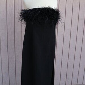 NWT Massimo Dutti Off-The-Shoulder Long Crepe Strapless Feather Dress Size US 4